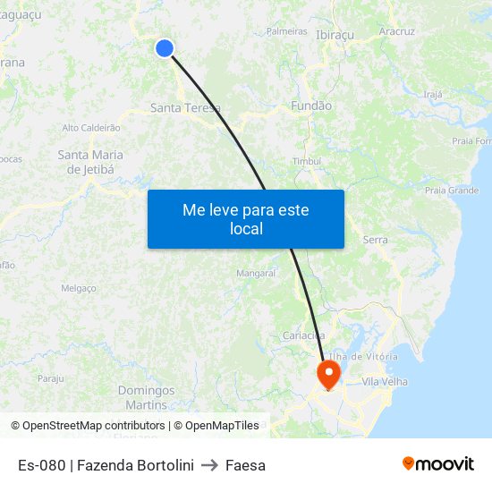 Es-080 | Fazenda Bortolini to Faesa map