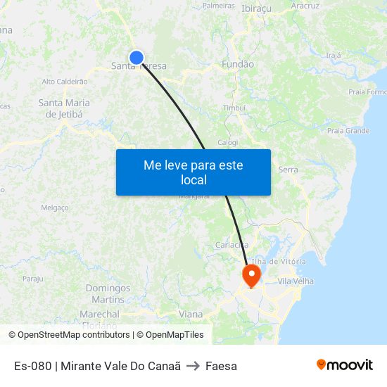 Es-080 | Mirante Vale Do Canaã to Faesa map