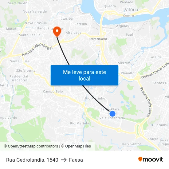 Rua Cedrolandia, 1540 to Faesa map