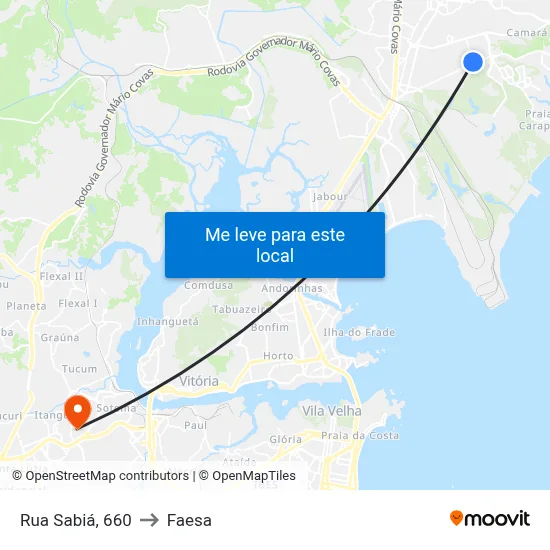Rua Sabiá, 660 to Faesa map