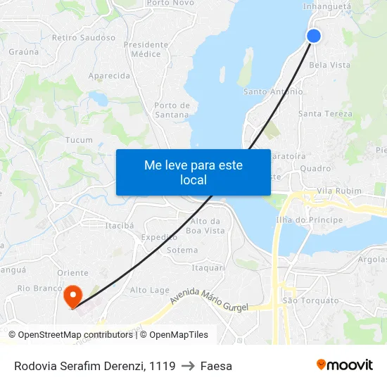 Rodovia Serafim Derenzi, 1119 to Faesa map