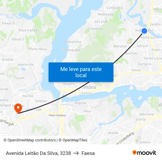 Avenida Leitão Da Silva, 3238 to Faesa map