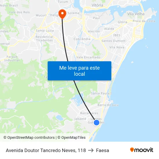 Avenida Doutor Tancredo Neves, 118 to Faesa map