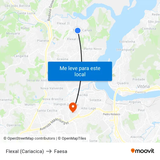 Flexal (Cariacica) to Faesa map
