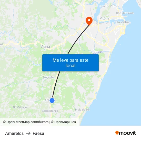 Amarelos to Faesa map