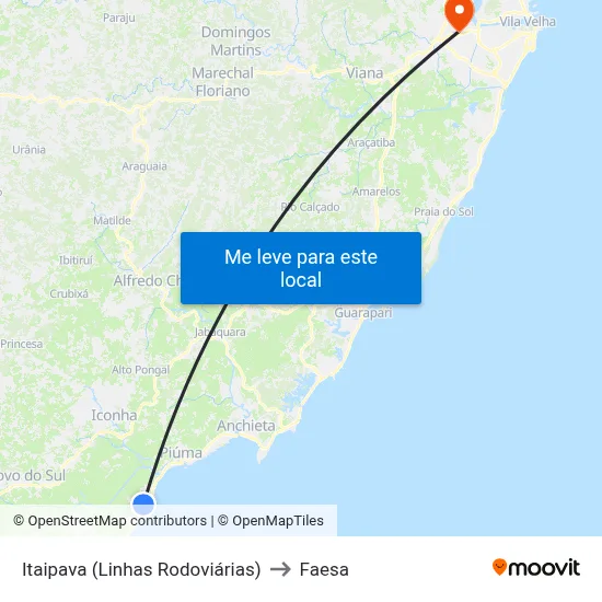 Itaipava (Linhas Rodoviárias) to Faesa map