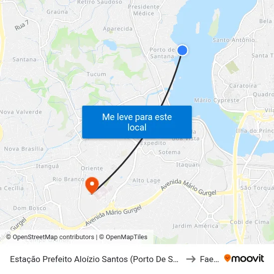 Estação Prefeito Aloízio Santos (Porto De Santana) to Faesa map