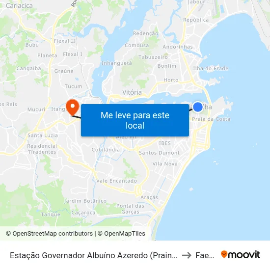 Estação Governador Albuíno Azeredo (Prainha) to Faesa map