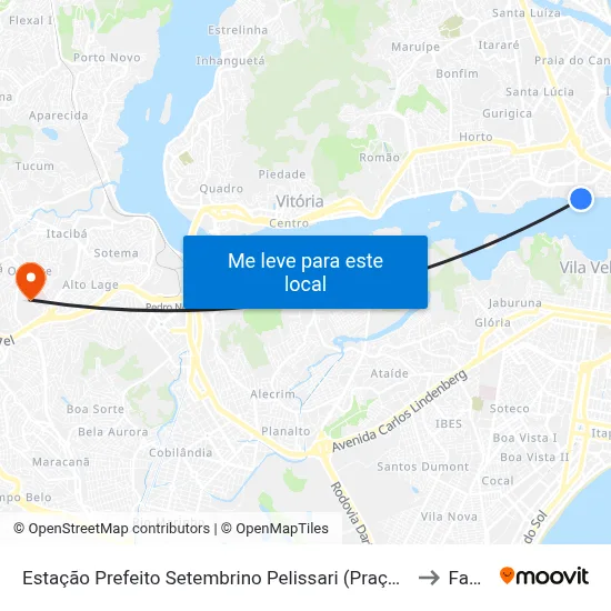 Estação Prefeito Setembrino Pelissari (Praça Do Papa) to Faesa map