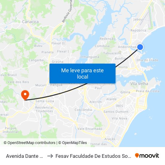 Avenida Dante Michelini, 729 to Fesav Faculdade De Estudos Sociais Aplicados De Viana map