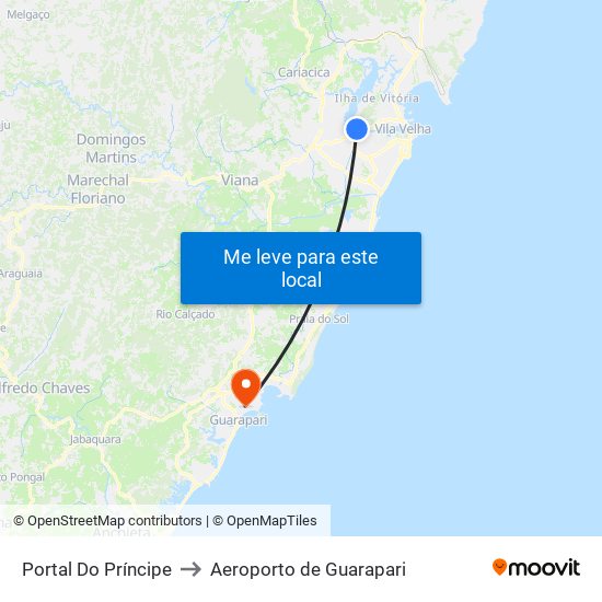 Portal Do Príncipe to Aeroporto de Guarapari map