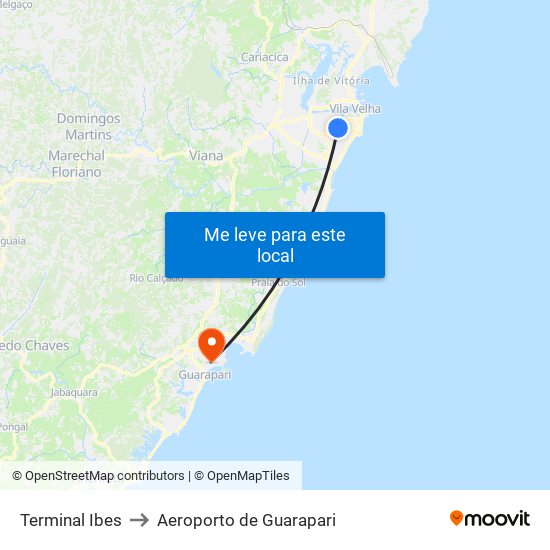 Terminal Ibes to Aeroporto de Guarapari map