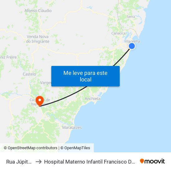 Rua Júpiter, 13 to Hospital Materno Infantil Francisco De Assis - Hifa map