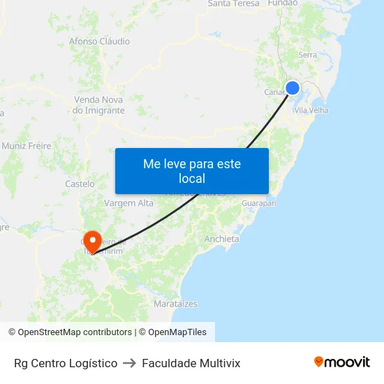 Rg Centro Logístico to Faculdade Multivix map