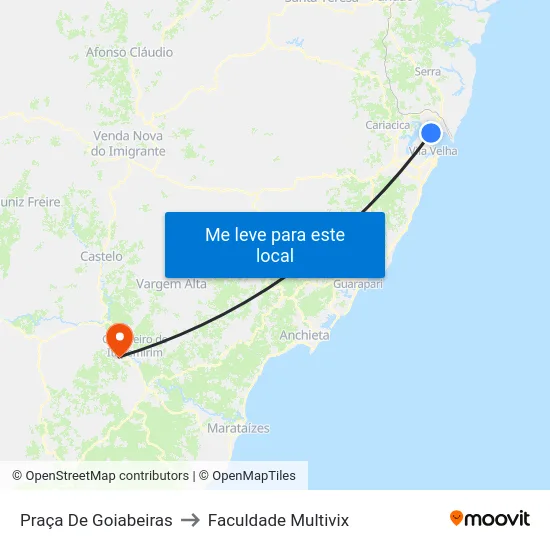 Praça De Goiabeiras to Faculdade Multivix map
