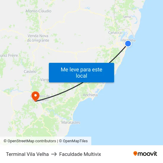 Terminal Vila Velha to Faculdade Multivix map
