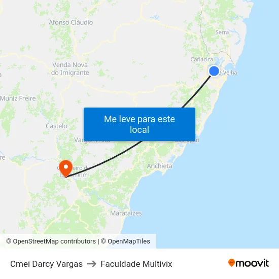Cmei Darcy Vargas to Faculdade Multivix map