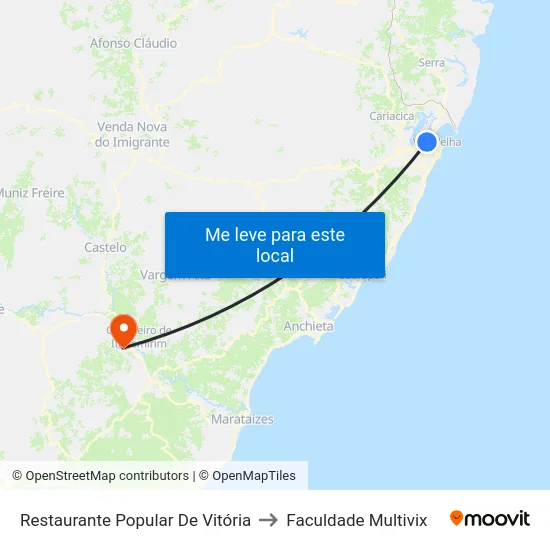 Restaurante Popular De Vitória to Faculdade Multivix map