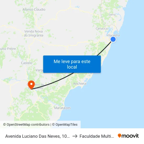 Avenida Luciano Das Neves, 1072 to Faculdade Multivix map