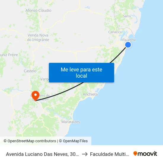 Avenida Luciano Das Neves, 3078 to Faculdade Multivix map