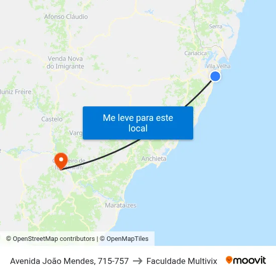 Avenida João Mendes, 715-757 to Faculdade Multivix map