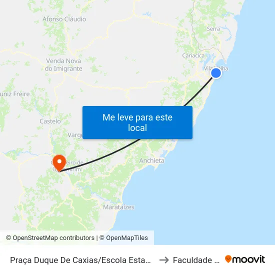 Praça Duque De Caxias/Escola Estadual Vasco Coutinho to Faculdade Multivix map