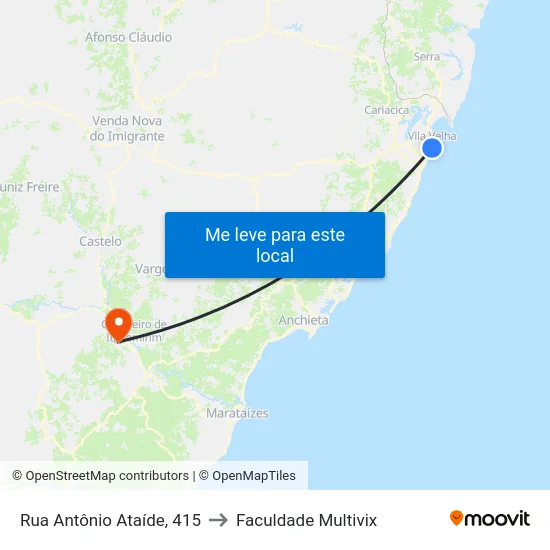 Rua Antônio Ataíde, 415 to Faculdade Multivix map