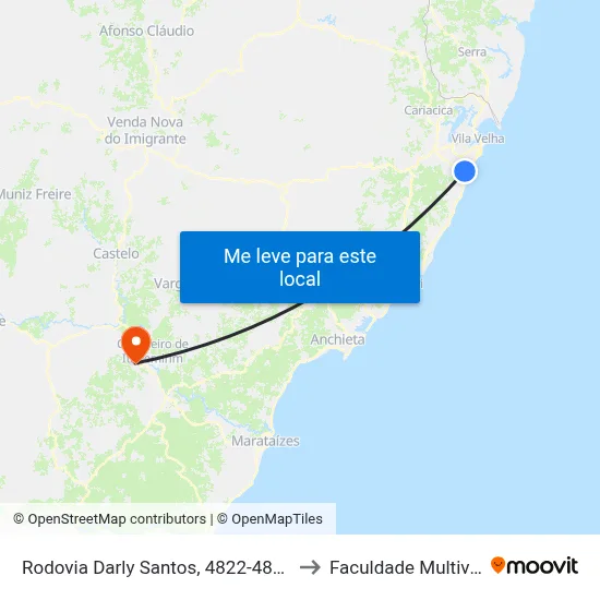 Rodovia Darly Santos, 4822-4896 to Faculdade Multivix map