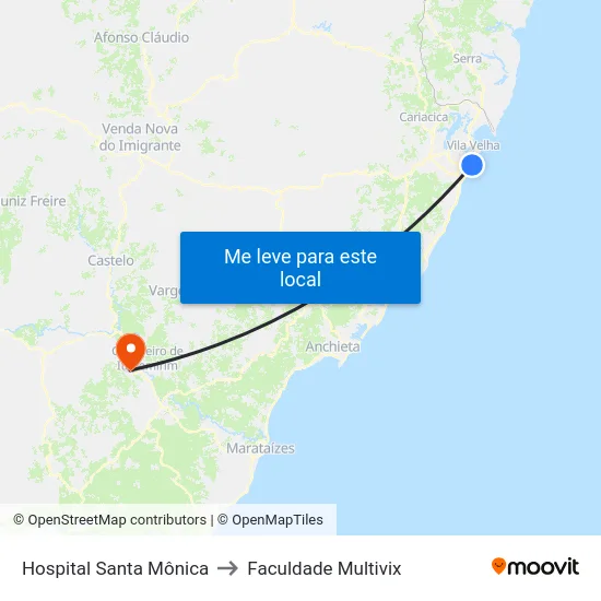 Hospital Santa Mônica to Faculdade Multivix map
