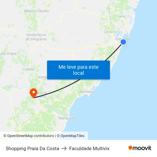 Shopping Praia Da Costa to Faculdade Multivix map