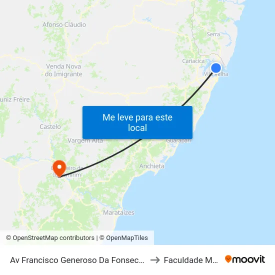 Av Francisco Generoso Da Fonseca, 639-723 to Faculdade Multivix map