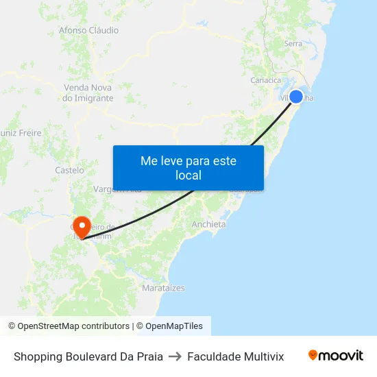 Shopping Boulevard Da Praia to Faculdade Multivix map