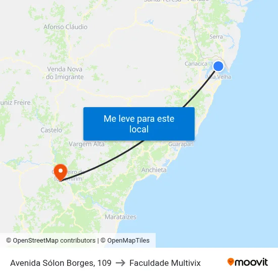 Avenida Sólon Borges, 109 to Faculdade Multivix map