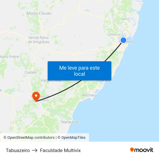 Tabuazeiro to Faculdade Multivix map
