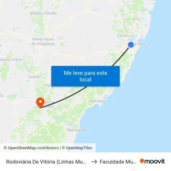 Rodoviária De Vitória (Linhas Municipais) to Faculdade Multivix map