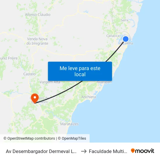Av Desembargador Dermeval Lyrio to Faculdade Multivix map
