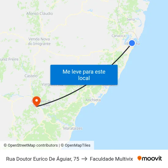 Rua Doutor Euríco De Águiar, 75 to Faculdade Multivix map