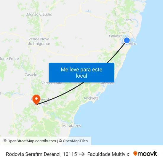 Rodovia Serafim Derenzi, 10115 to Faculdade Multivix map