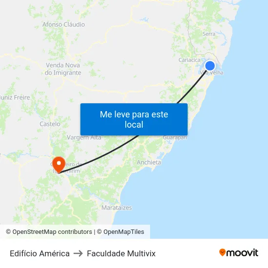Edifício América to Faculdade Multivix map
