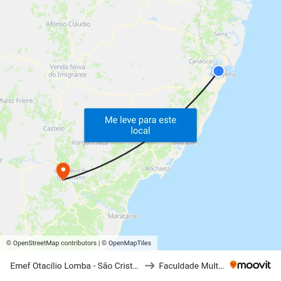 Emef Otacílio Lomba - São Cristóvão to Faculdade Multivix map