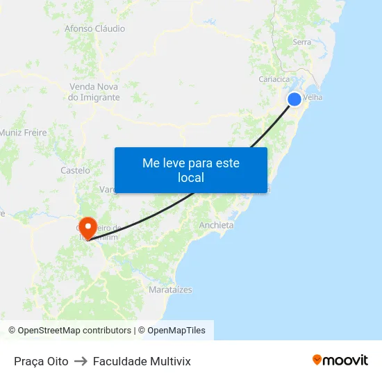Praça Oito to Faculdade Multivix map