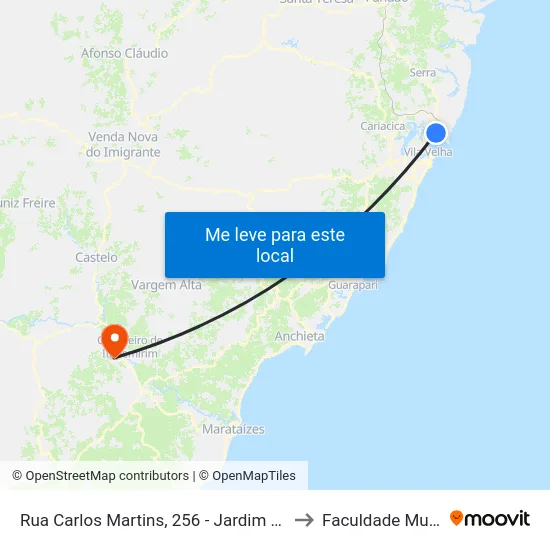 Rua Carlos Martins, 256 - Jardim Camburi to Faculdade Multivix map