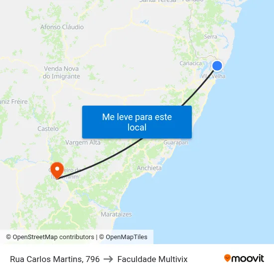 Rua Carlos Martins, 796 to Faculdade Multivix map