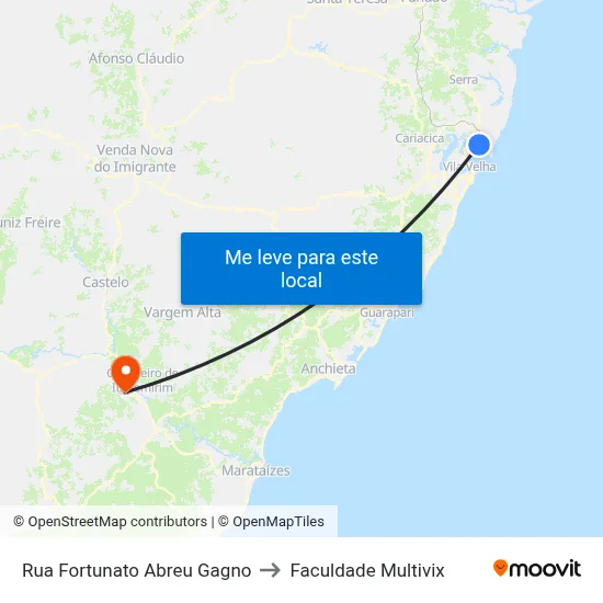 Rua Fortunato Abreu Gagno to Faculdade Multivix map