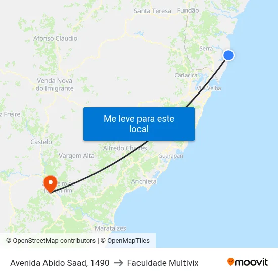 Avenida Abido Saad, 1490 to Faculdade Multivix map