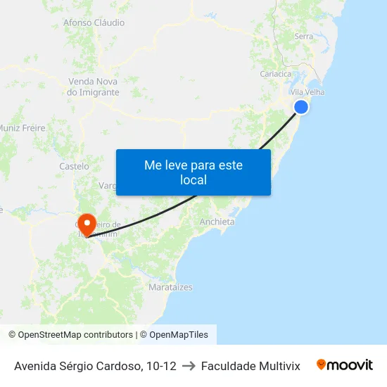 Avenida Sérgio Cardoso, 10-12 to Faculdade Multivix map