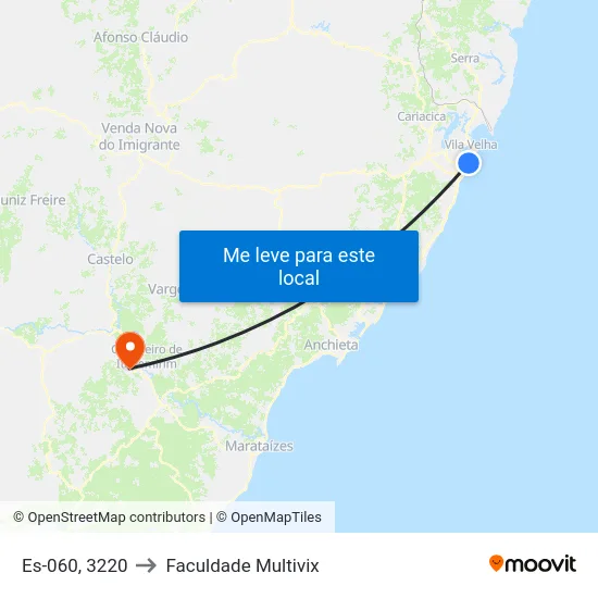 Es-060, 3220 to Faculdade Multivix map