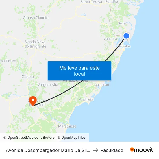 Avenida Desembargador Mário Da Silva Nunes, 4587-4801 to Faculdade Multivix map