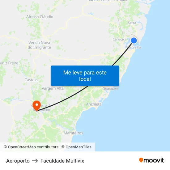 Aeroporto to Faculdade Multivix map