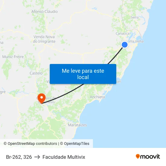 Br-262, 326 to Faculdade Multivix map